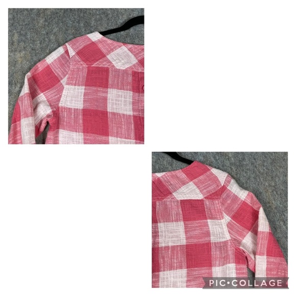 Cloth & Stone Linen Blend Button-Back Preppy Casual Fun Gingham Blouse - Sz M - Picture 16 of 16